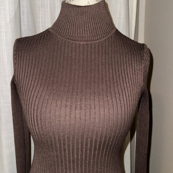 Wild Fable brown ribbed turtleneck longsleeve fitted dress XS​ - Picture 2 of 6